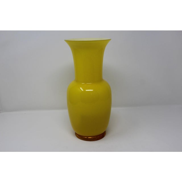 Contemporary Opalino Vase by Venini - Yellow For Sale - Image 3 of 5