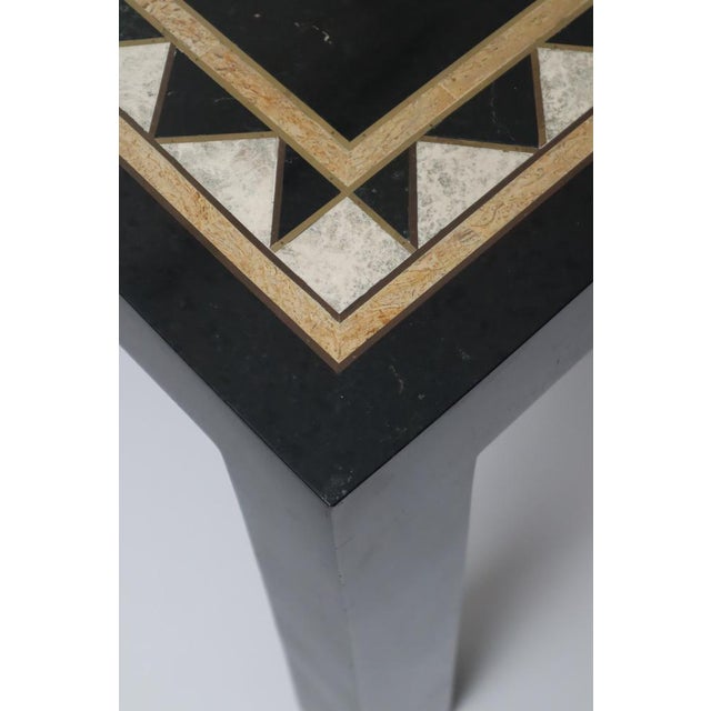 Travertine and Brass Stone Inlay Side Table by J.C. Mahey, 1970s For Sale - Image 14 of 18