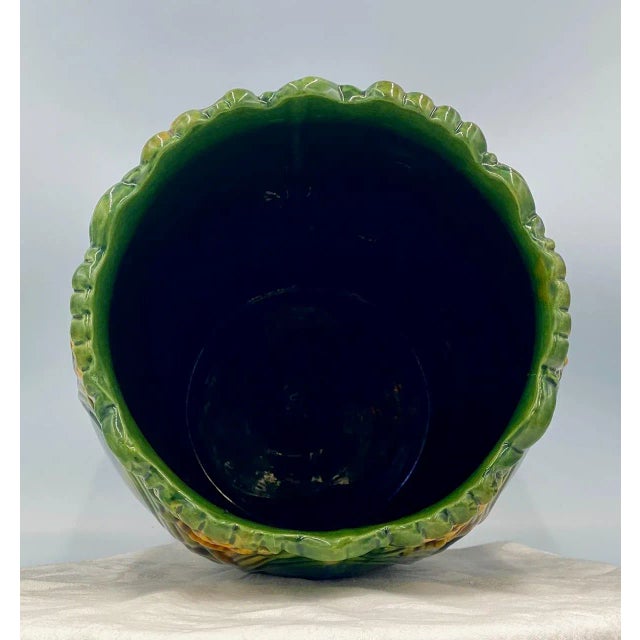 Italian Art Nouveau Large Majolica Umbrella Stand or Floor Vase 22" Tall- Early 20th Century For Sale - Image 11 of 12