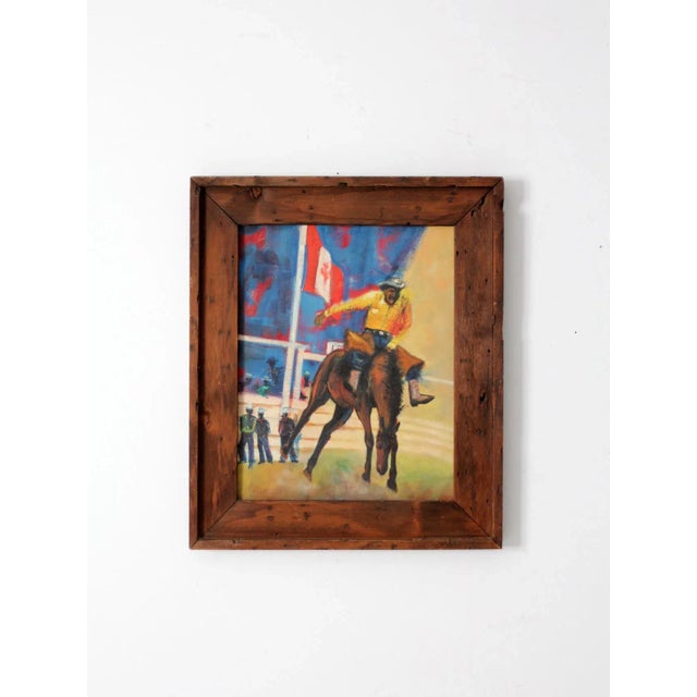 Vintage Rodeo Oil Painting For Sale - Image 11 of 11