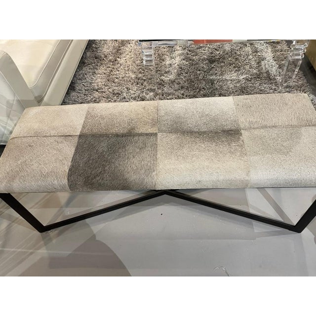 2020s Williams Sonoma Natural Hide Leather Bench For Sale - Image 5 of 7