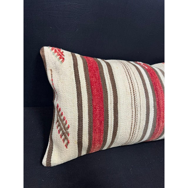 Turkish Hemp Pillow Cushion Natural Beige Red Cushion Cover 14"x40" #30489 Enhance your home decor with our Kilim Pillow...