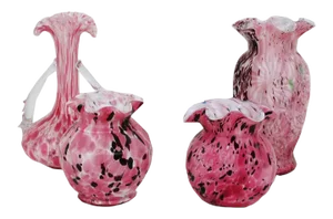Pink Murano "Fazzoletto" Style Vases - Set of 4