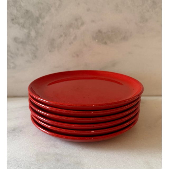 Set of 6 Red Gerz West German Pottery Small Plates For Sale In Austin - Image 6 of 11