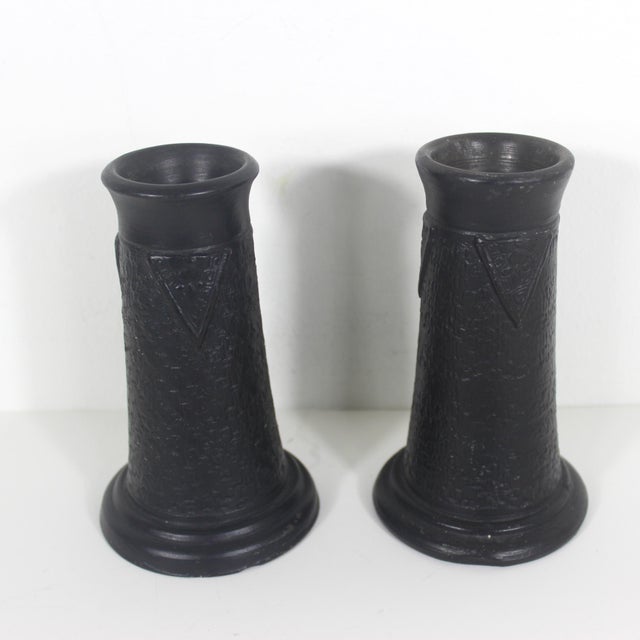1891-1921 Antique Nippon Tokanabe Pottery Vases or Candleholders, Japan- a Pair For Sale - Image 10 of 11