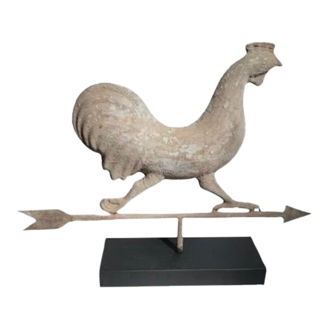19th Century Full-Bodied Original Painted Rooster Weathervane For Sale