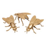 Gold Leaf Gilded Fly Ashtrays, 1930s, Set of 3 For Sale