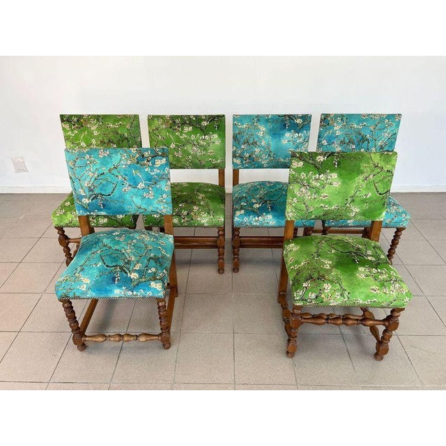 Dining Chairs in Louis XIII Style, Original Upholstery – Set of 6 For Sale - Image 4 of 12