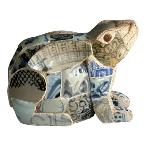Vintage Rabbit Statue Made From Chinese Porcelain Shards
