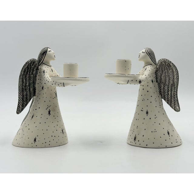 1990s Emilia Castillo Angelical Silver & Porcelain Candleholders, Mexico, 1996 For Sale - Image 5 of 18