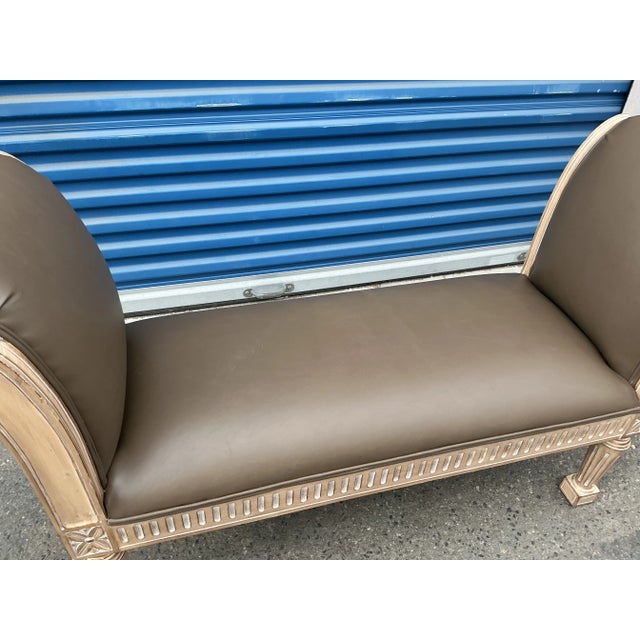 Tuscan Kreiss Tuscan Style Leather Bench For Sale - Image 3 of 11