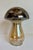 Late 20th Century Vintage Etched Art Glass Mushroom Smoky Gray and Amber Decorative Glass Sculpture For Sale - Image 5 of 10