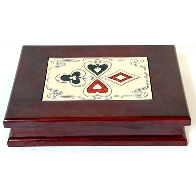 Maroon Mid-Century Modern Sterling Silver & Enamel Playing Card Box, Castellini, Italy For Sale - Image 8 of 18