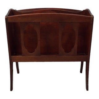 Vintage Solid Wood Magazine Rack With Handle For Sale