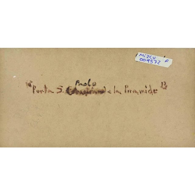 Pino Romanò, Poarta Sân Paolo and the Pyramid in Rome, Oil Painting, 1990s For Sale - Image 4 of 5