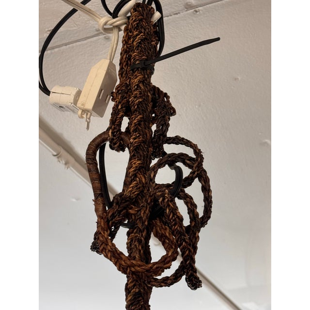 Organic Modern Rattan Braided Rope Pendant Light For Sale - Image 12 of 12