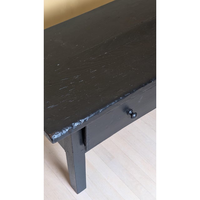 Wood 19th Century Rustic Black Painted Coffee Table For Sale - Image 7 of 14