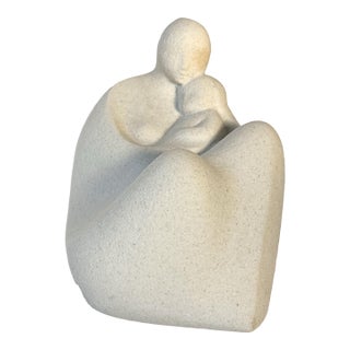 Vintage Marc Belgian Stone Sculpture – Abstract Seated Figure For Sale