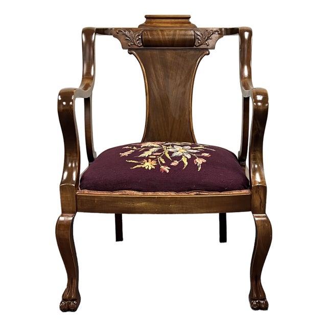 19th Century Mahogany Carved Georgian Armchair For Sale