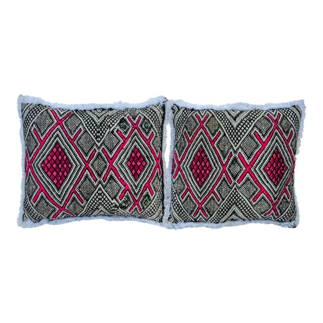Pink-Patterned Moroccan Pillows, S/2 For Sale