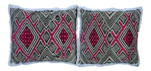 Pink-Patterned Moroccan Pillows, S/2
