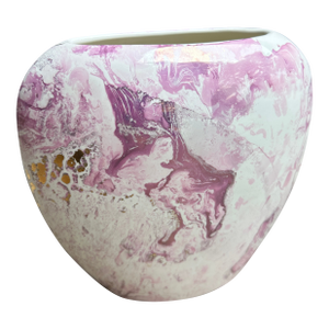 Vintage Sascha Brastoff Abstract Pink & Gold Drip Glaze Studio Pottery Vase - Hollywood Series