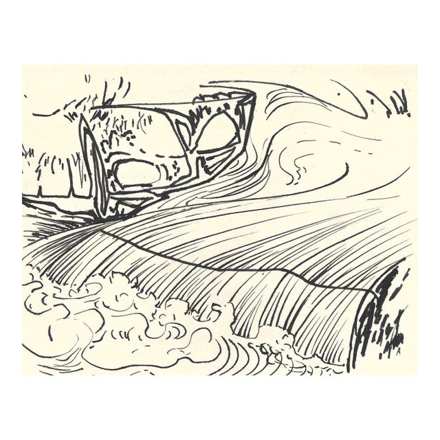 1950s Robert Angeloch Mid Century Stream Drawing For Sale