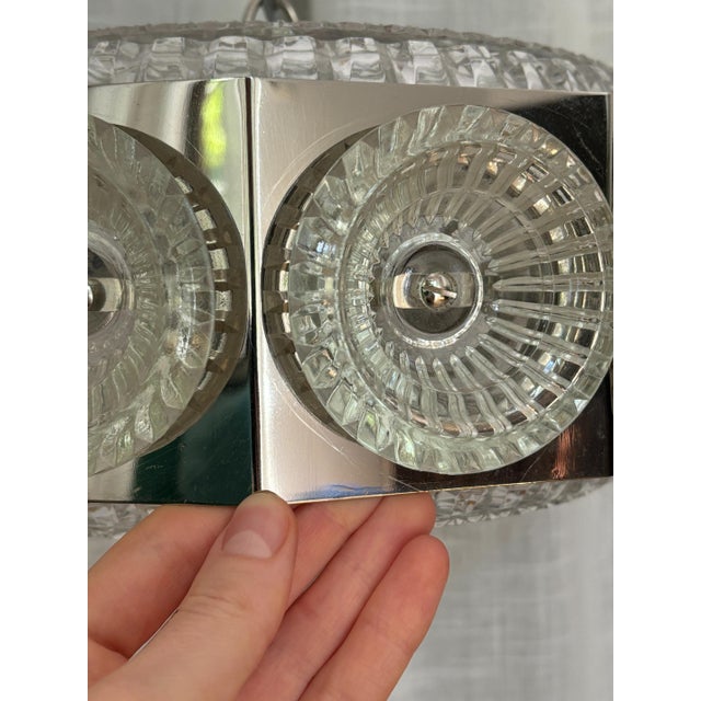 Metal Ceiling Lamp with Crystal Elements by Carl Fagerlund for Orrefors, Sweden, 1960s For Sale - Image 17 of 18