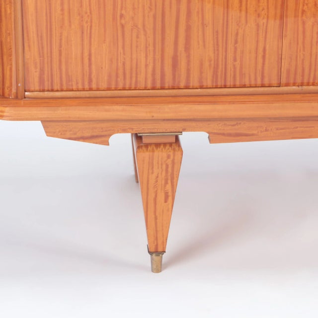 Wood 1960s Mid Century Modern French Two Door Sideboard with Exotic Satinwood Veneers For Sale - Image 7 of 8