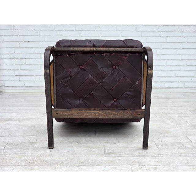 Scandinavian Lounge Chair in Brown Leather and Bentwood, 1970s For Sale - Image 13 of 18