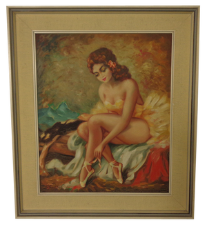 Ballerina, Oil on Canvas, 1960s, Framed