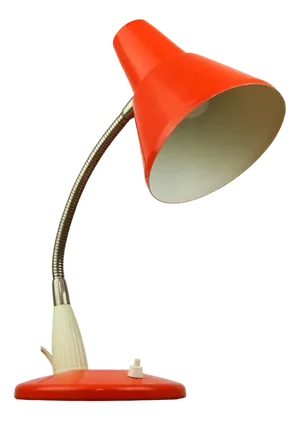 Adjustable Desk Lamp in Orange Painted Metal and Chrome-Plated Spiral Arm, 1970s