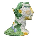 1960's Italian Surrealist Royal Maiolica Flowered Bust Vase After Giuseppe Arcimboldo For Sale