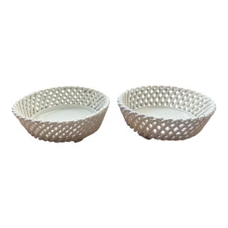 Pair of Ceramic Rope Cachepots For Sale