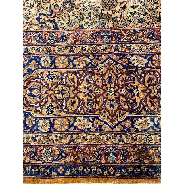 Antique Persian Kerman Carpet, Oriental Rug, Handmade, Ivory, Gold, Blue, Soft For Sale - Image 15 of 18