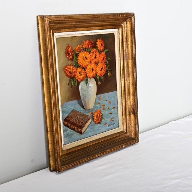 French Vintage Framed Floral Still Life For Sale In Baton Rouge - Image 6 of 8