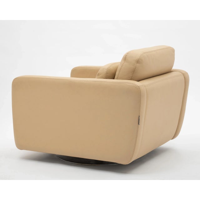 Roche Bobois Roche Bobois Leather Swivel Club Lounge Chair Postmodern For Sale - Image 4 of 11