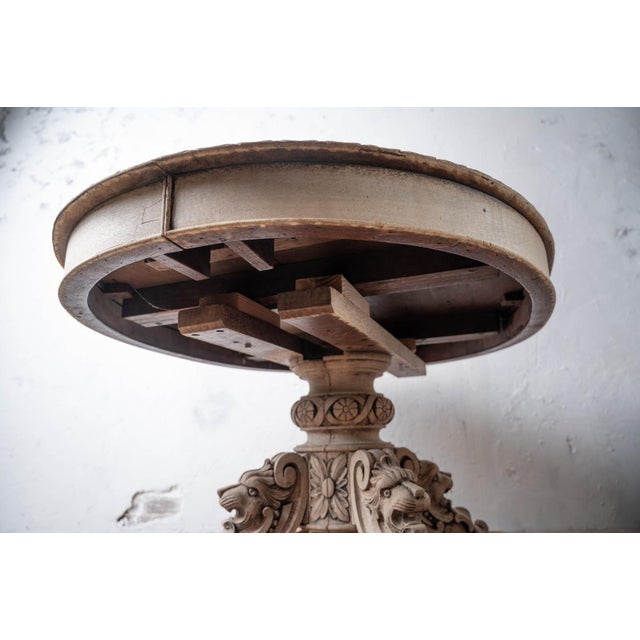 Carved Oak Oval Table, Lion Mask Pedestal, France, 19th Century For Sale - Image 14 of 14