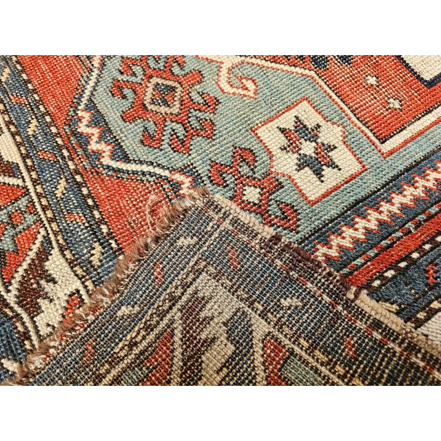 Antique Fachralo Kazak Rug, Hand-Knotted Wool, Red & Green, Caucasus, 3' x 5' For Sale - Image 15 of 15