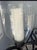 Metal Set of 3 Monumental Wrought Iron Floor Candelabras With Etched Glass Hurricanes Spiral Detail For Sale - Image 7 of 10