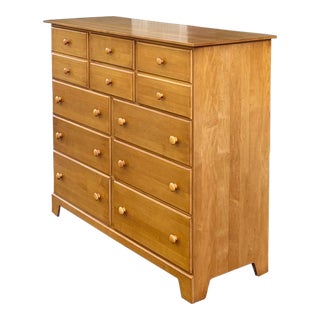 2000s Moosehead American Shaker Style Solid Maple / Birch 10 Drawer Master Chest Dresser For Sale