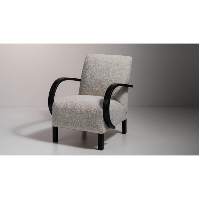 20th Century Czech Republic Dove Grey Bentwood-Arm Lounge Chair For Sale - Image 9 of 11