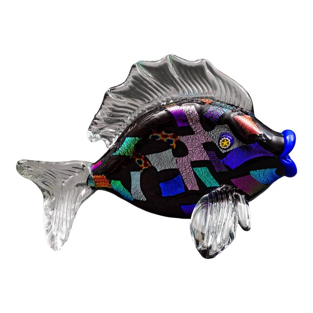 Bruce Fruend Signed Iridescent Dichroic Hand Blown Art Glass Fish Sculpture For Sale