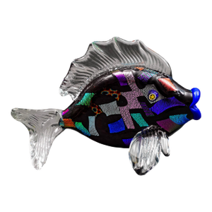 Bruce Fruend Signed Iridescent Dichroic Hand Blown Art Glass Fish Sculpture