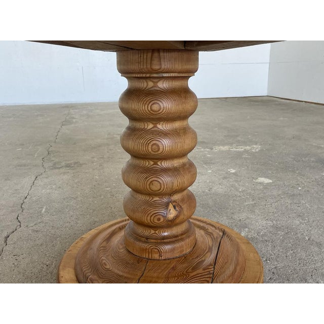 1970s Round Sculptural Pine Pedestal Table, Denmark, 1970s For Sale - Image 5 of 11