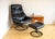 1980s Mid-Century Norwegian Black Leather Stressless Lounge Chair and Ottoman Set from Ekornes, 1980s, Set of 2 For Sale - Image 5 of 18