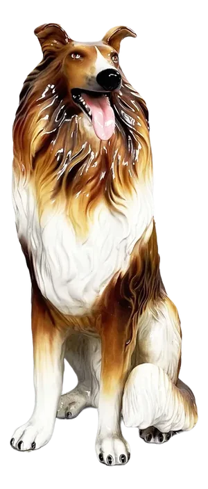 Italian Modern Ceramic Sculpture of Sitting Collie Dog, 1970s