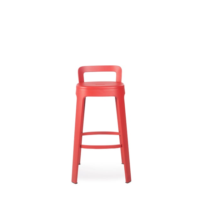 Contemporary RS Barcelona Ombra Indoor/Outdoor Bar Stool with Backrest, Red For Sale - Image 3 of 3