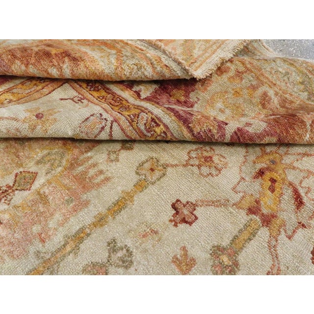 Textile Galerie Shabab Collection Early 20th Century Turkish Oushak Room Size Carpet For Sale - Image 7 of 7