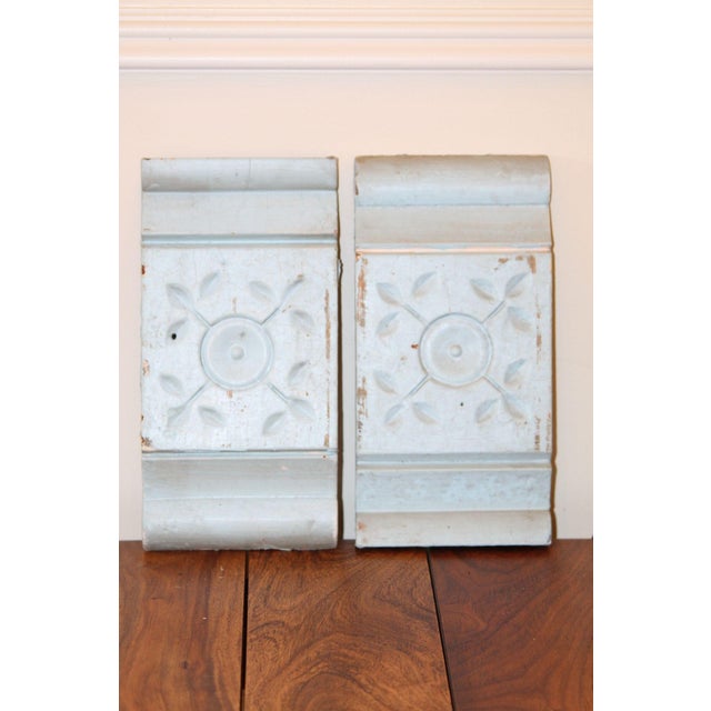 Victorian Pair of Antique Architectural Salvage Sky Blue Plinth Blocks For Sale - Image 3 of 9